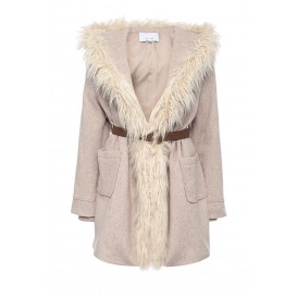 Пальто FUR TRIM LARGE HOODED BELTED COAT LOST INK