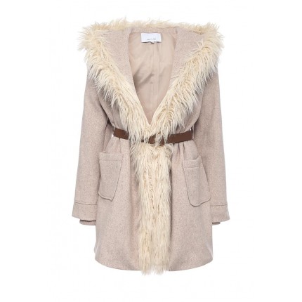 Пальто FUR TRIM LARGE HOODED BELTED COAT LOST INK модель LO019EWJOT99