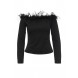 Блуза FEATHER TRIM BARDOT LOST INK артикул LO019EWJOV30 распродажа