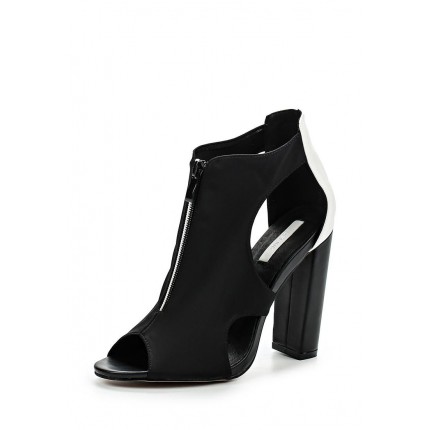 Босоножки RONNIE ZIP FRONT HIGH VAMP BLOCK HEEL SANDAL - BLACK/WHITE LOST INK артикул LO019AWGBF08 фото товара