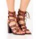 Босоножки ROMAN GHILLIE TIE HEELED SANDAL - DARK TAN LOST INK артикул LO019AWGOJ00 распродажа