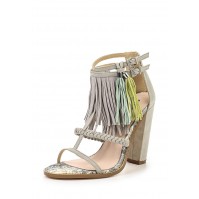 Босоножки RAISE COLOURED TASSLE TRIM BLOCK HEEL SANDAL - LIGHT GREY LOST INK